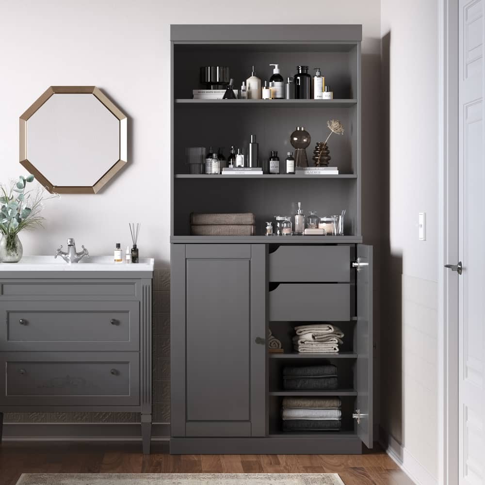 100% Solid Wood 32" Bathroom Cabinet with Optional Doors, 2-Drawers by Palace Imports