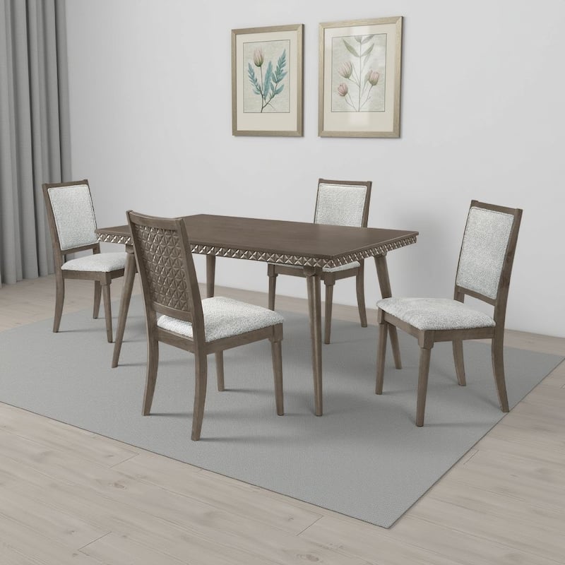 Nolan 5pc Dining Table and 4 Chair Set, Walnut Brown, Molded Trim