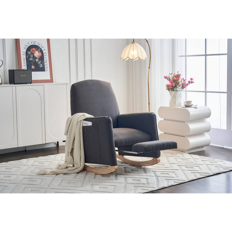 Comfortable Rocking Chair with Adjustable Footrest and Spacious Seat, Perfect for Relaxation and Leisure.
