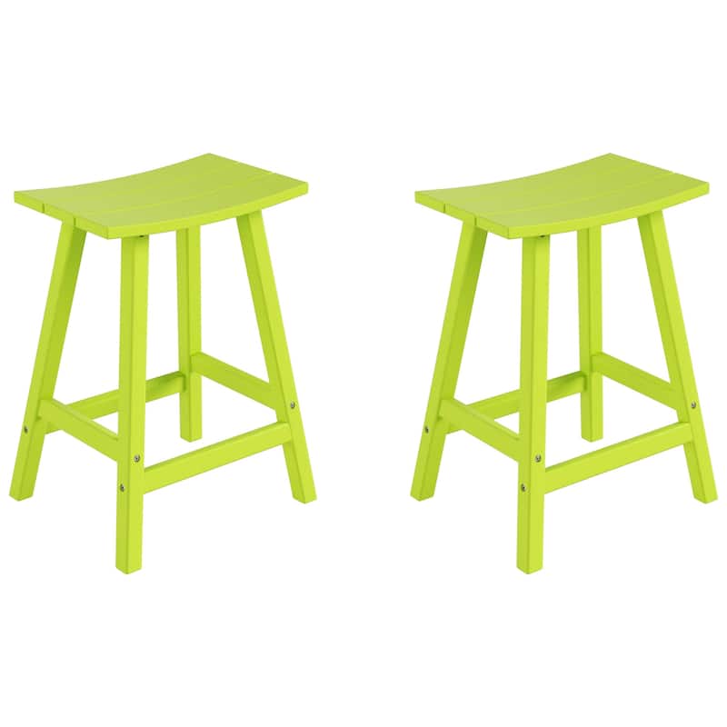 Polytrends Laguna Hdpe All Weather Outdoor Patio 24" Saddle Seat Counter Stool (Set Of 2)