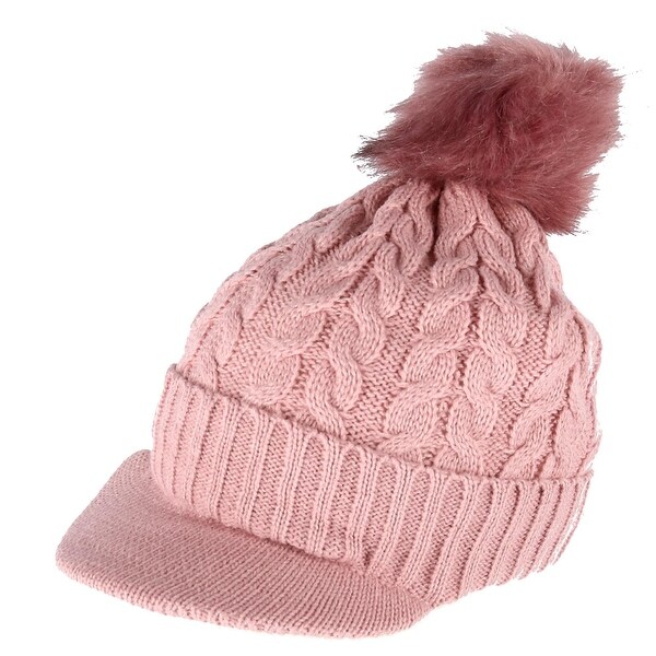 TopHeadwear Fuzzy Knitted Beanie w// Brown Pom