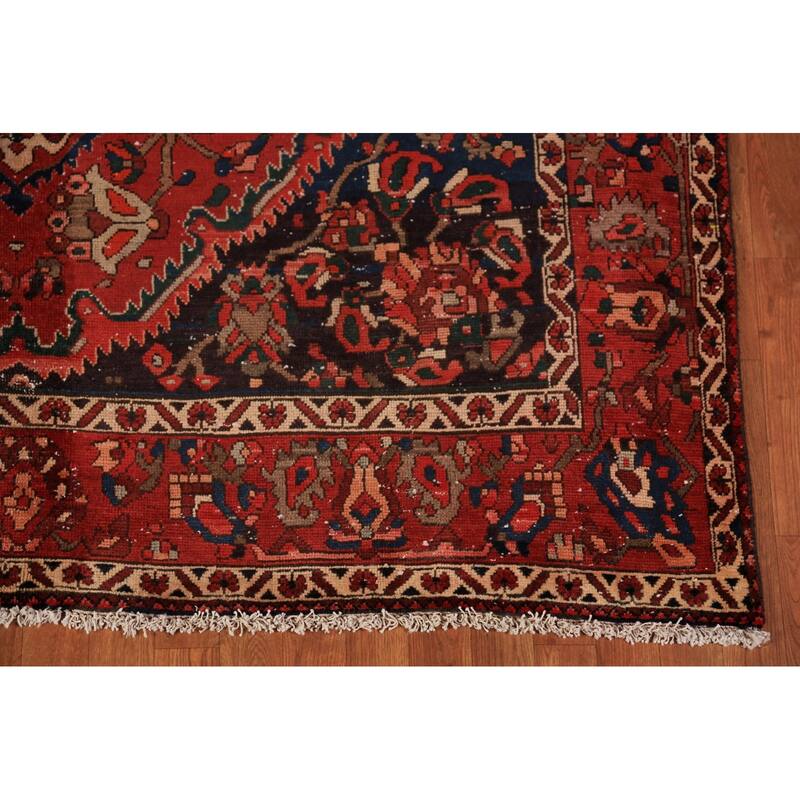 Bakhtiari Persian Vintage Area Rug Hand-Knotted Red Wool Carpet - 6'8" x 9'7"