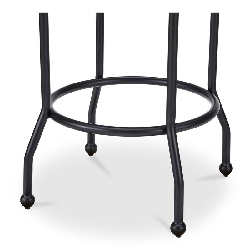 NADAAL STUDIOS Loric Swivel Counter Stool, Round Upholstered Seat with Finial Legs and Piping Detail, Light Brown