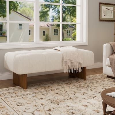 Christopher Knight Home - Theoden Rectangular Linen Tufted Ottoman with Pocket Coil Comfort