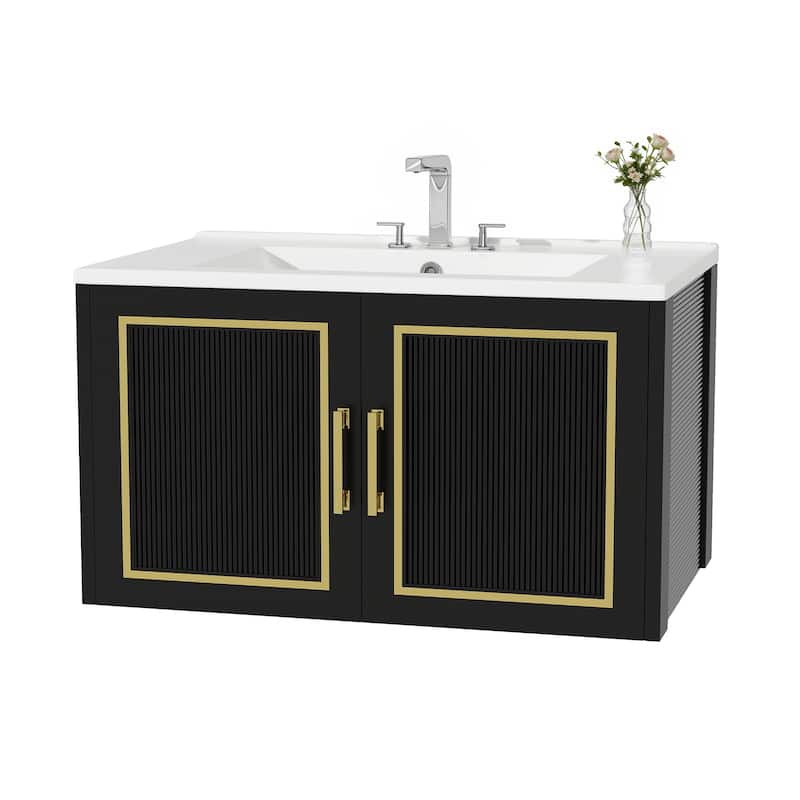 30" Bathroom Vanity with Ceramic Sink & Cabinet