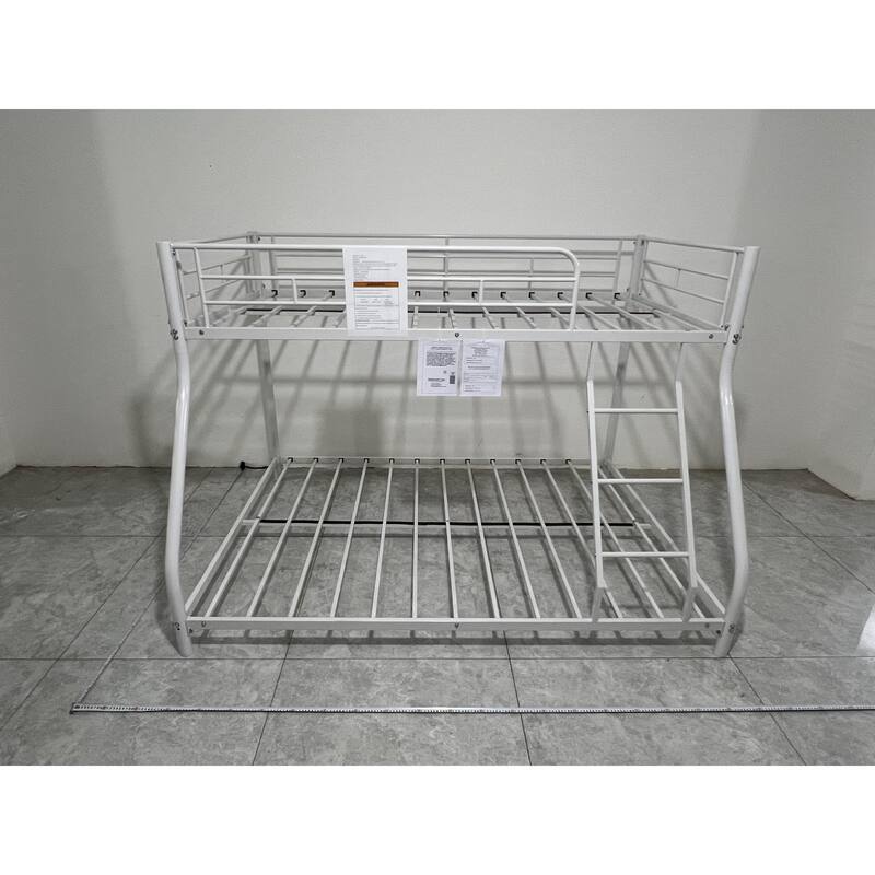 Anmytek Heavy Duty Twin Over Full Metal Bunk Bed with Ladder, Full-Length Guardrail, Noise Free