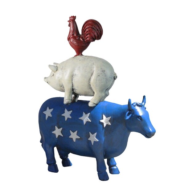 12" Patriotic Stacked Farm Animals Outdoor Garden Statue - N/A
