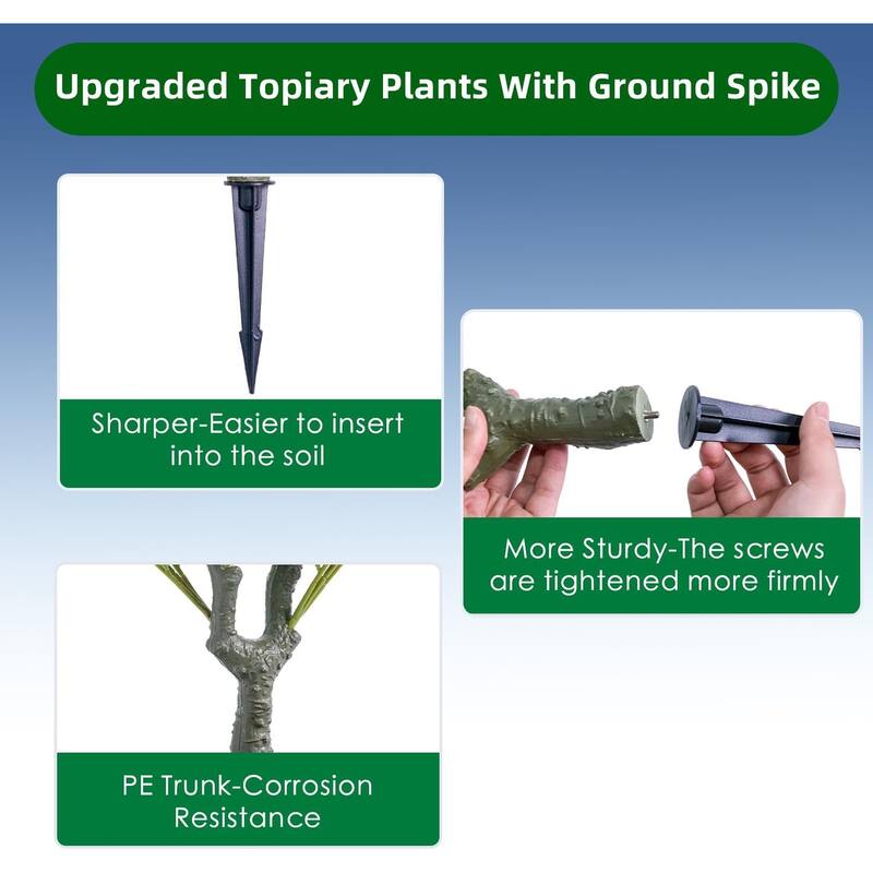35.4" Artificial Topiary Flower with Ground Spike Set of 2,Artificial Trees with Camellia Flowers
