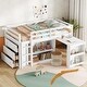 preview thumbnail 3 of 10, Twin Loft Bed w/ Stroage Case & Drawer Cabinet, Shelf Cabinet, Pulling - Out Desk, Rubber Wood Loft Bed w/ Ladder, White