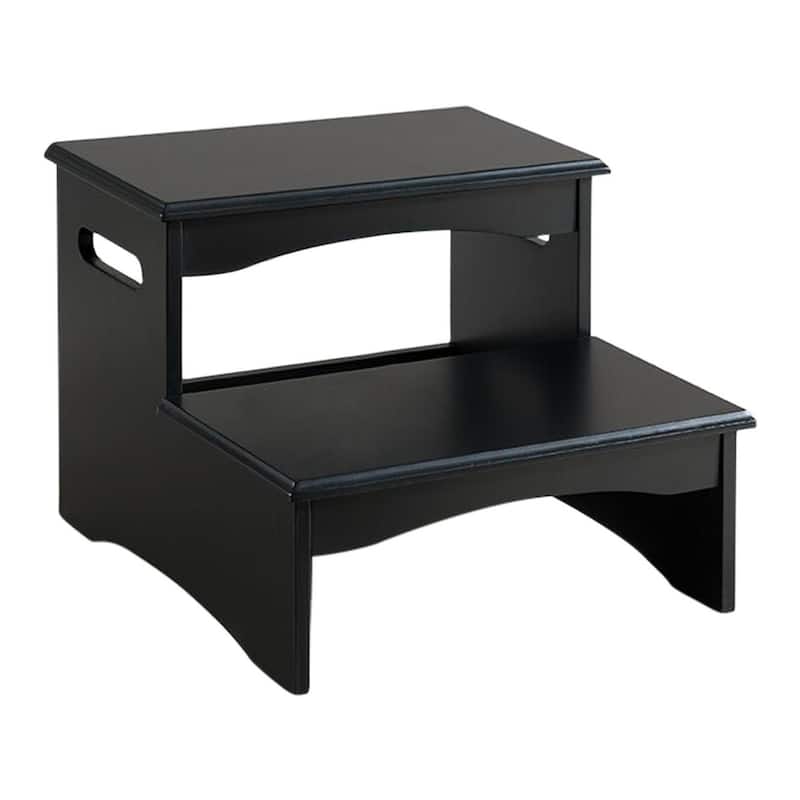 Black Finish Wood Bedroom Step Stool
