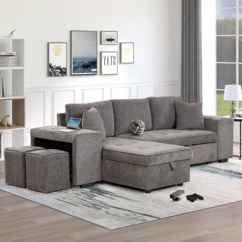 104" L-Shape Sectional Sofa with Storage Chaise - Knox Charcoal