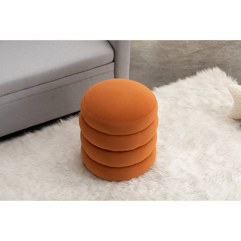 Velvet Round Footrest Ottoman