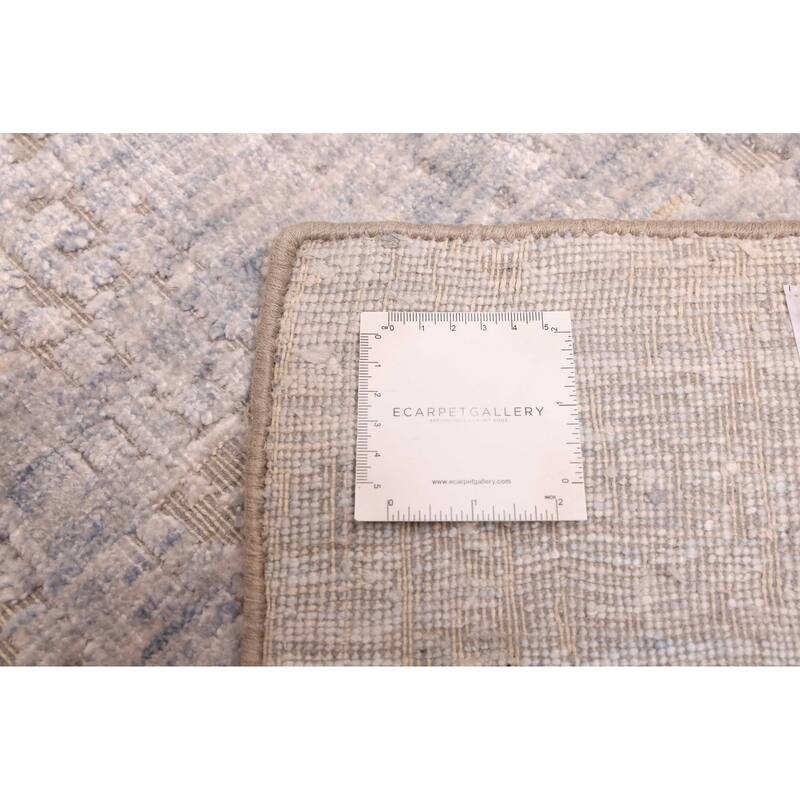 ECARPETGALLERY Hand-knotted Legacy Light Denim Blue Silk, Wool Rug - 3'11 x 10'2
