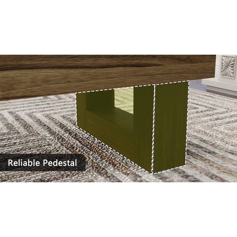 42 Inch Wood Rectangular Coffee Table, All MDF Farmhouse Accent Center Low Cocktail Tea Table with Sturdy Base