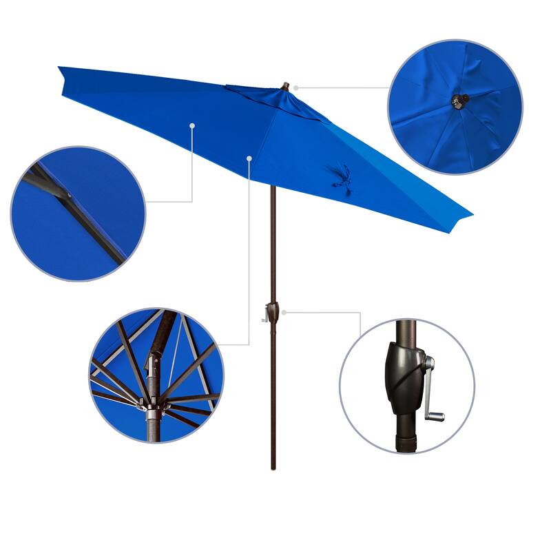 North Bend 9-foot Round Auto-tilt, Bronze Finish, Sunbrella Patio Umbrella by Havenside Home