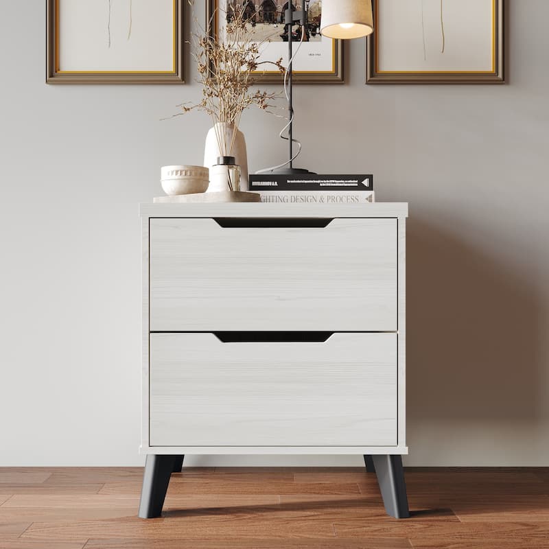 CraftPorch Chic and Vintage Wooden Nightstand with 2 drawers