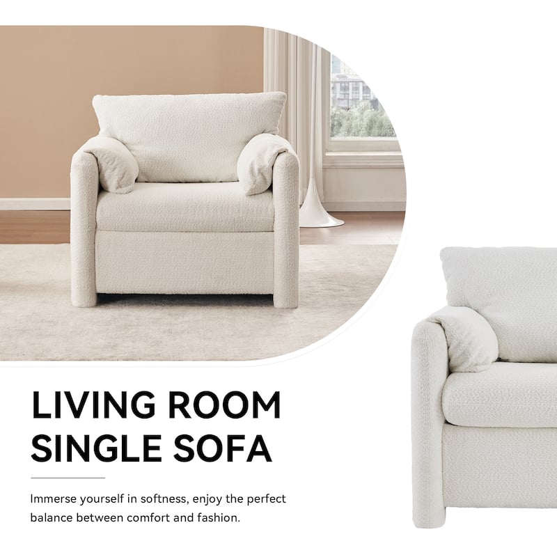 Chenille Modern Accent Chair with High-Resilience Cushion, 250lb Capacity