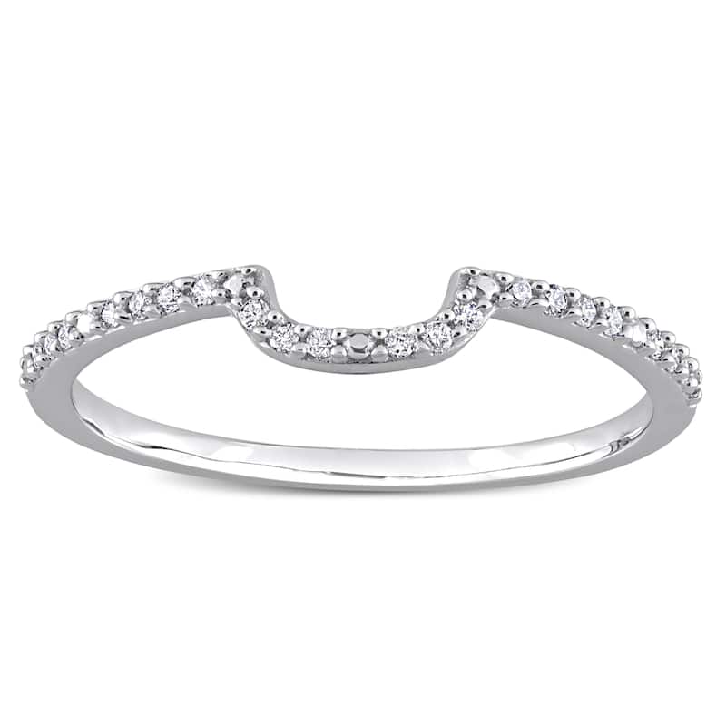Miadora 1/10ct TDW Diamond Contour Stackable Wedding Band in 14k White Gold