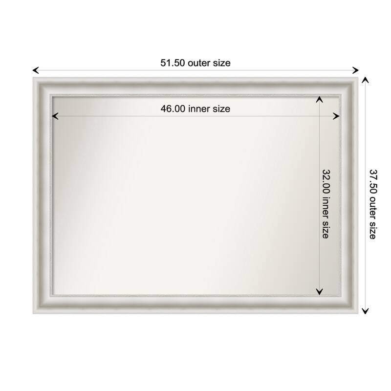 Parlor White Framed Non-Beveled Custom Wall Mirror, Bathroom Vanity Mirror - Outer Size: 51.5 x 37.5
