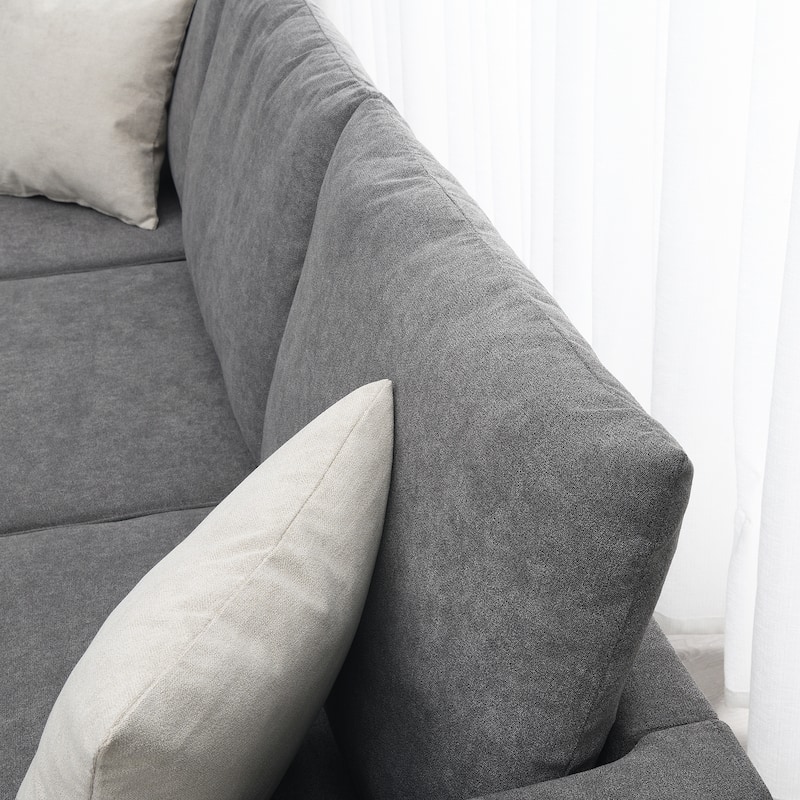 91-inch Modern L-shaped Upholstered Sectional Sofa with Three Pillows - 91"W x 91"D x 33.5"H