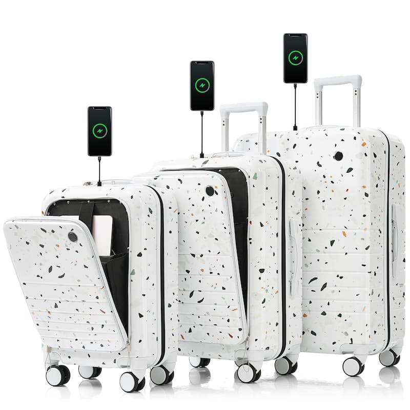 Luggage Set of 3, 20, 24, 28inch with USB Port