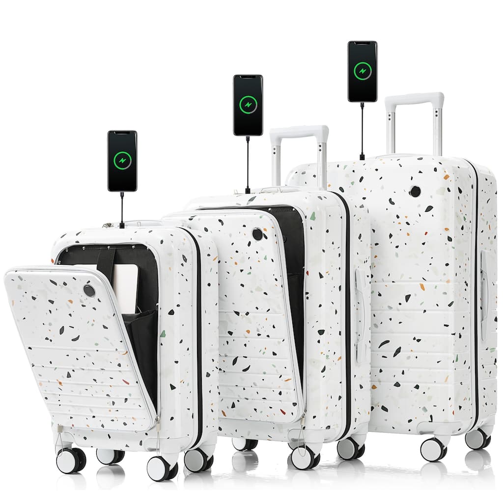 Luggage Set of 3, 20, 24, 28inch with USB Port