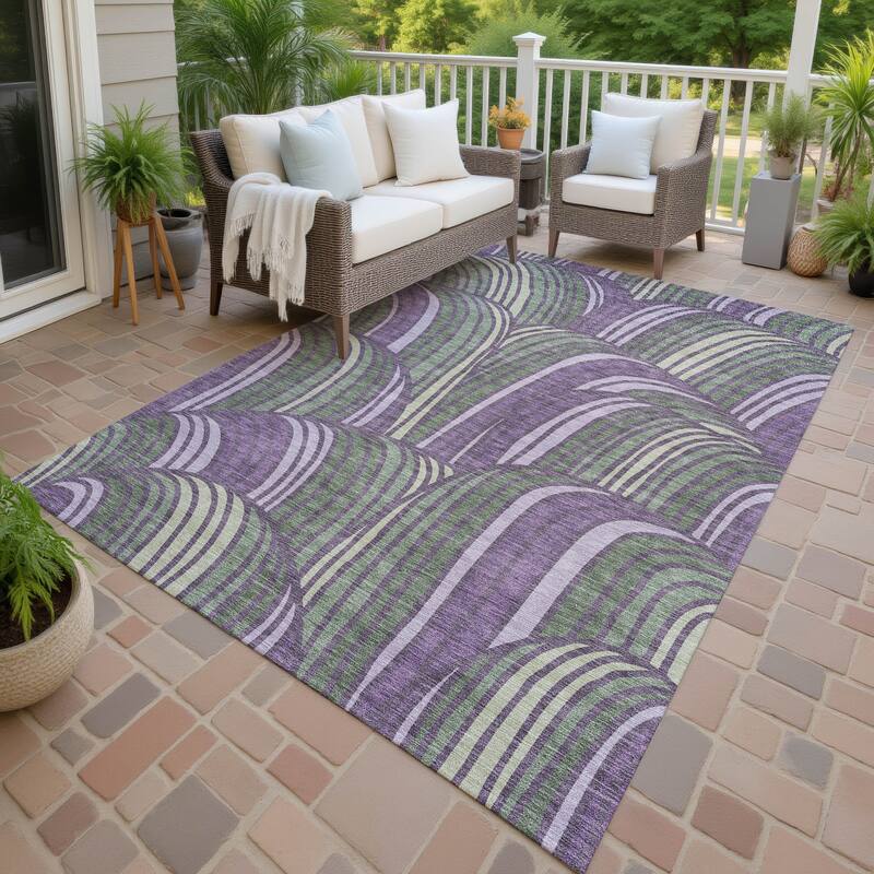 Machine Washable Indoor/ Outdoor Modern Parsons Chantille Rug - Plum - 5' x 7'6"