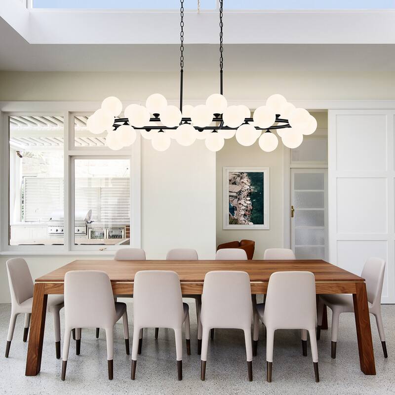 32-Light Mid Century Modern Chandelier Black Sputnik Light Fixture