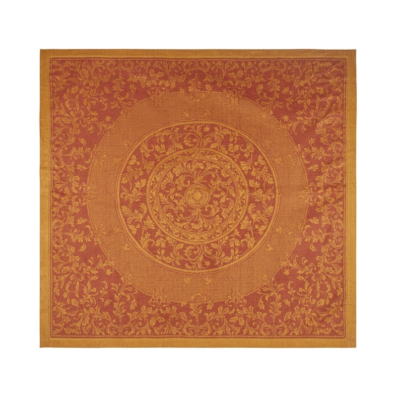 French Home Linen 71" x 112" Renaissance Tablecloth - Warm Sienna and Saffron