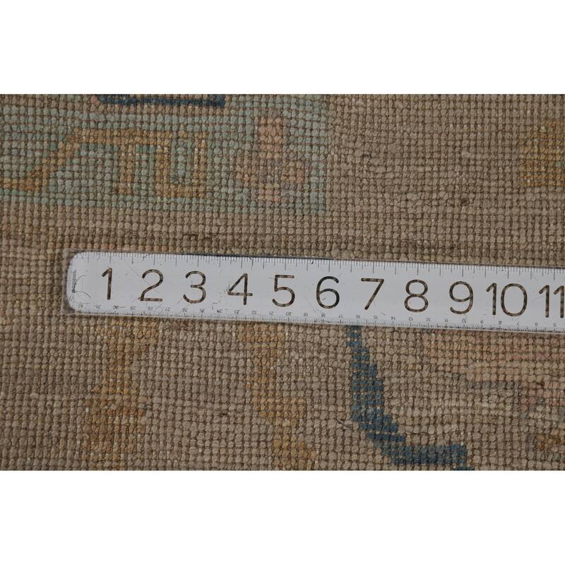 Hand Knotted Oriental 100% Wool Carpet Transitional All-Over Beige & Ivories Oushak Area Rug - 8' 10'' X 6' 2''