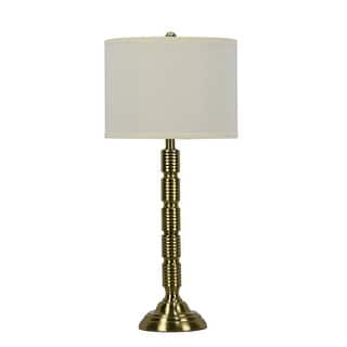30.25" Soft Gold Industrial Ribbed Metal Table Lamp with Designer Shade - 30.25
