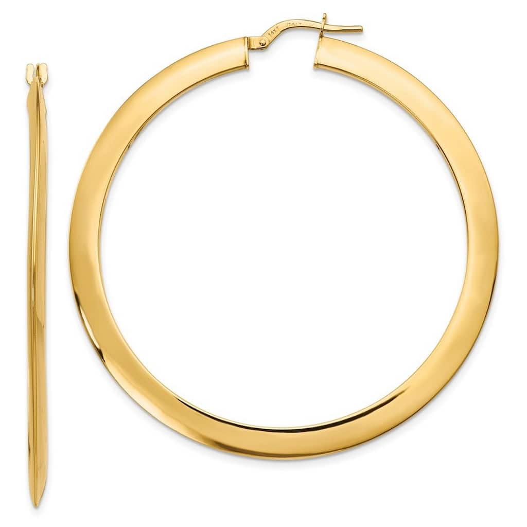 Curata 14k Yellow Gold Polished Razor-edged 1x52mm Hoop Earrings