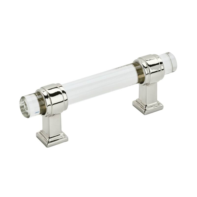 Amerock Glacio Cabinet Door and Drawer Pull - 3 in (76 mm) Center-to-Center - Clear/Polished Nickel