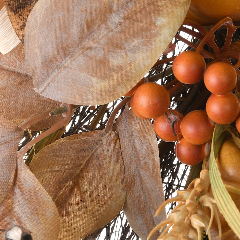 National Tree Company Artificial Autumn Teardrop with Pine Cones, Berry Clusters, Pumpkins, Assorted Leaves, 30 Inches - 30 in