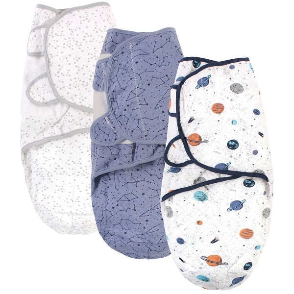 slide 1 of 1, Hudson Baby Infant Boy Quilted Cotton Swaddle Wrap 3pk, Space, 0-3 Months - Space - 0-3 Months 0-3 Months - Space