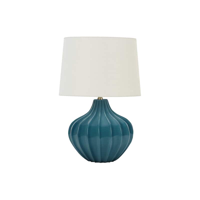 Lighting, 24"h, Table Lamp, Blue Ceramic, Ivory / Cream Shade, Transitional