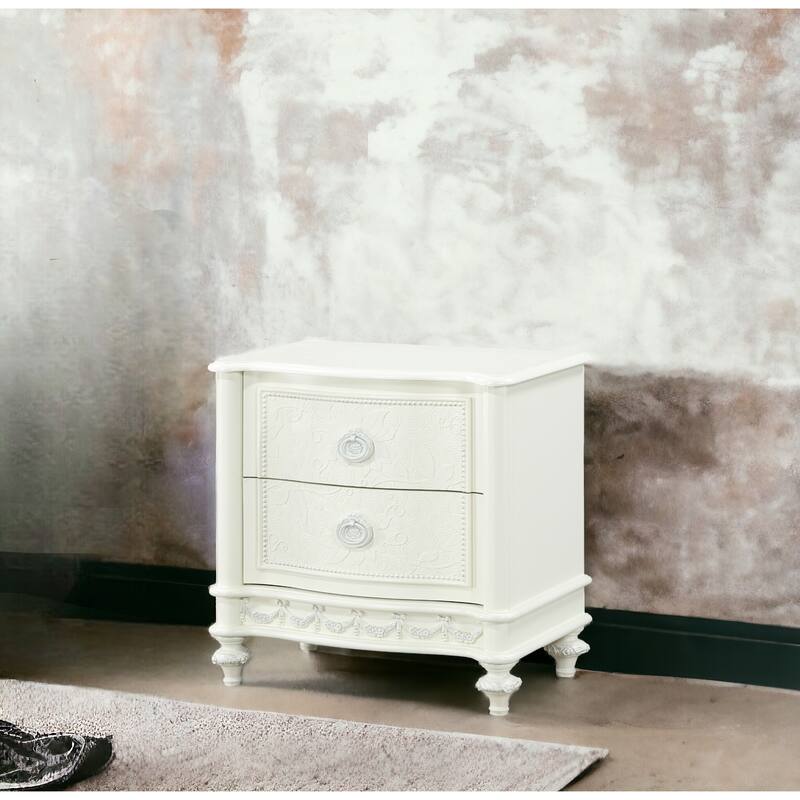 Dorothy Ivory Finish Nightstand W/2 Drawers