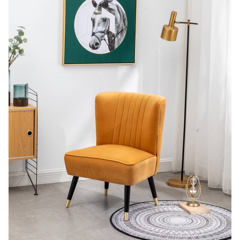 Upholstered Chair Gold Side Chair Lobby Chair Leisure Chair Armless Chair Corner Chair for Living Room