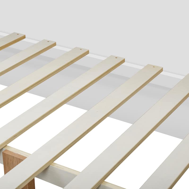 Full Size Corner Bed Frame with 6 Drawers, Wood Platform Storage Bed with Shelves and Wardrobe & Desk, Modern Floor Bed Frame