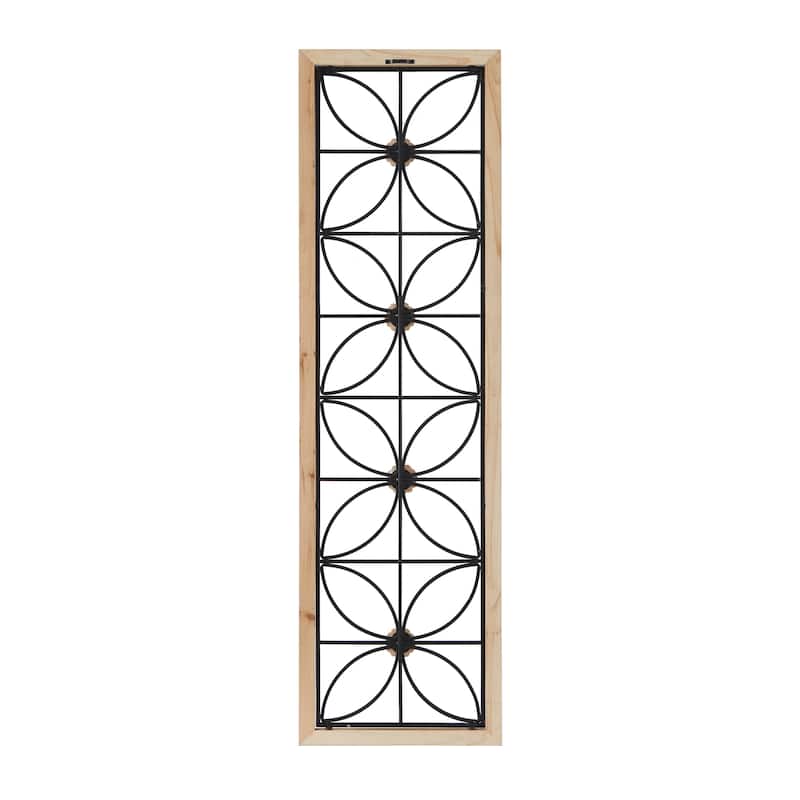 Metal Floral Wall Decor with Brown Frame - Black - Roche River Decor