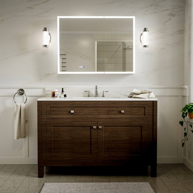 Modland 36"-48"W x 30"H LED Bathroom Medicine Cabinet Dimmable Anti-Fog,Recessed or Surface Mount