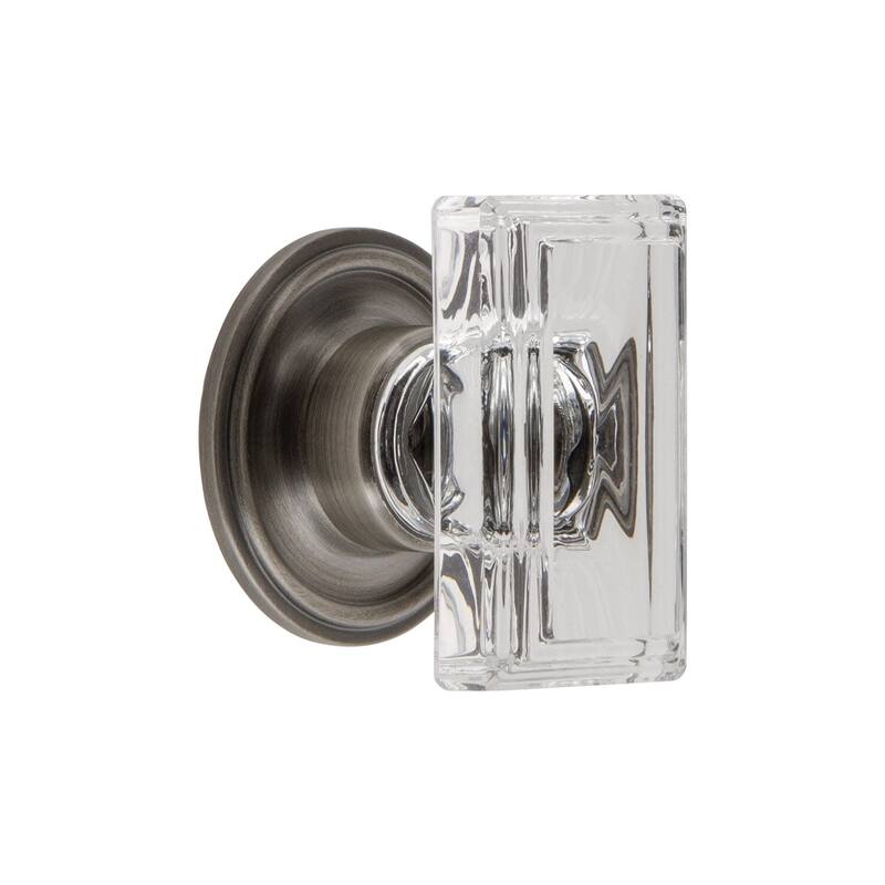 Grandeur CARR-CRYS-KNOB-LG-GEO Carre 1-3/4” Crystal Rectangular - Antique Pewter