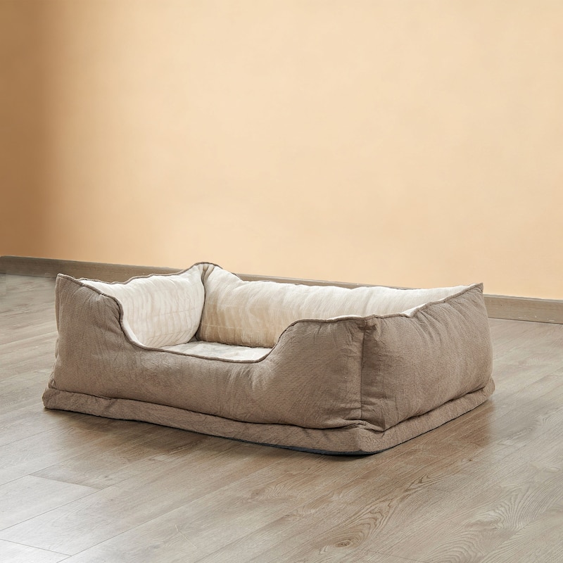 Soft Plush Bolstered Rectangle Dog Bed