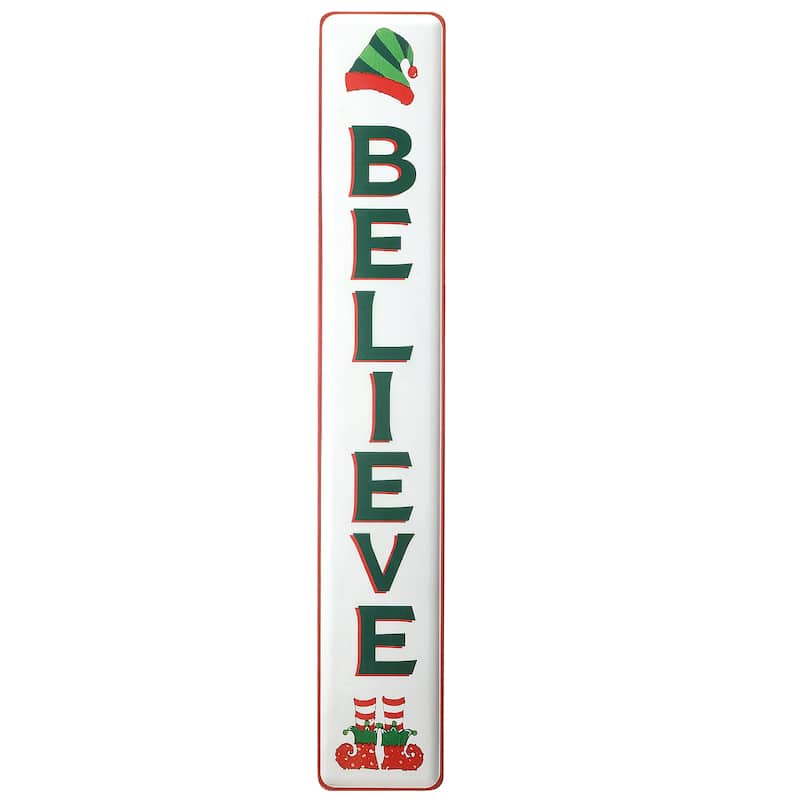 National Tree Company 47 in. Believe Vertical Holiday Wall Sign - White - 47 in