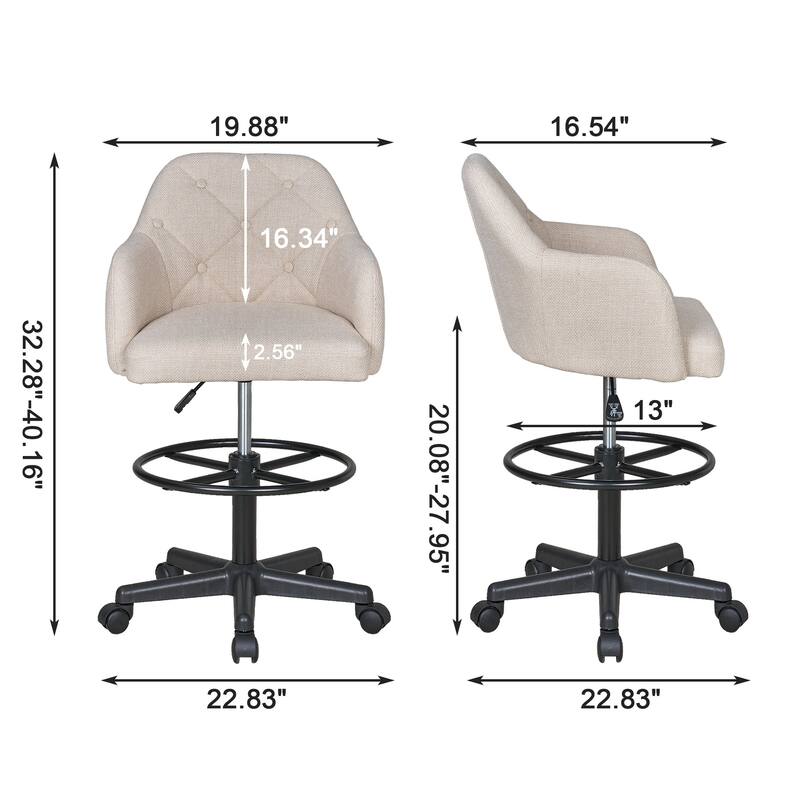 VECELO Swivel Wingback Tilting Drafting Chairs 32.28"-40.16" Adjustable Height Diamond Tufted Back Naihead Home Office Chairs