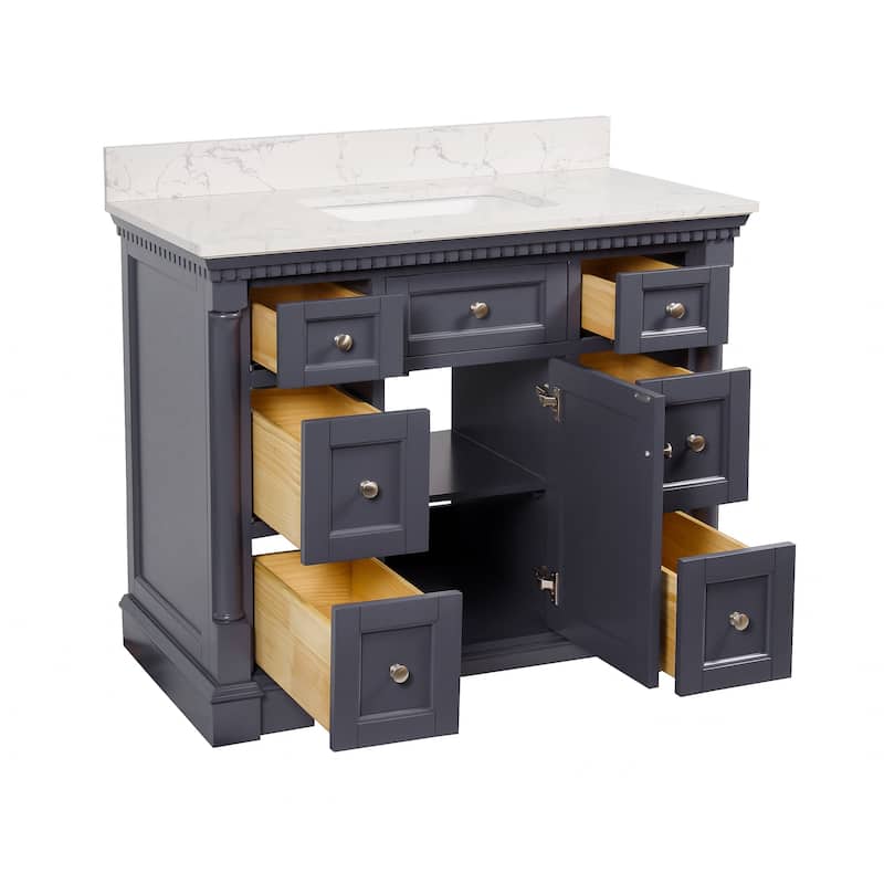 KitchenBathCollection Sydney 42" Bathroom Vanity with Engineered Marble Top