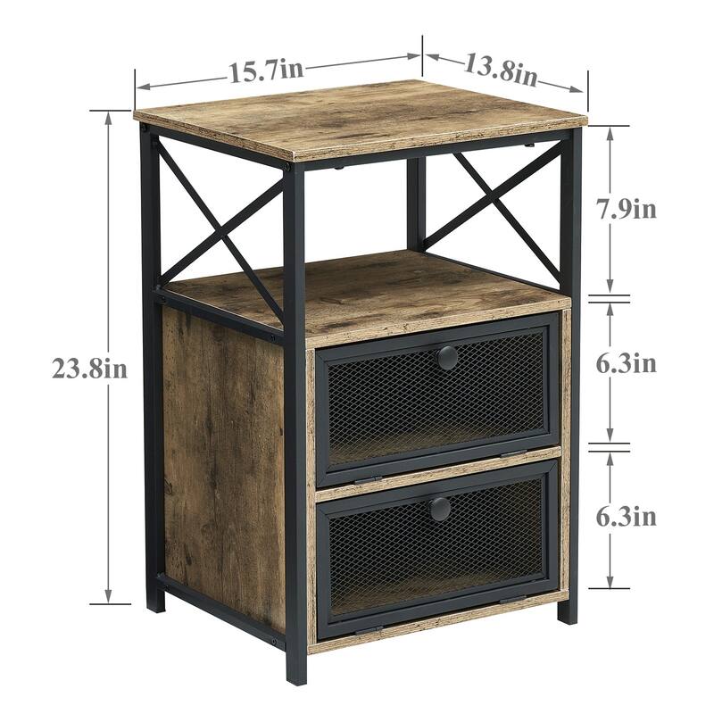 VECELO Night Stand, End Side Table with Storage Space and Door,Modern Nightstands for Living Room,Bedroom