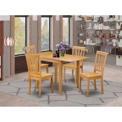 HomeStock 5-Pc Natural Oak Finish Solid Wood Top-Dining Room Set-Seats 4