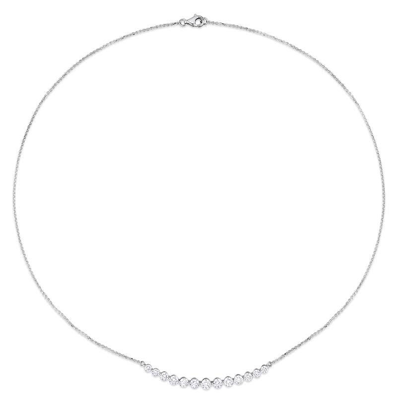 Miadora 2ct TDW Round-Cut Diamond Bar Necklace in 14k White Gold - 18 in.