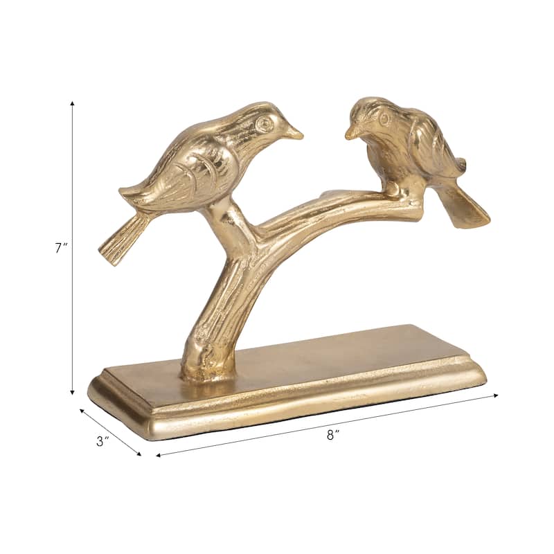 Decorative Metal Charming Birds Figurine - 10", Gold & Metallic - 9.5"